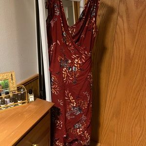 Lulu's Burgundy Floral Maxi Dress